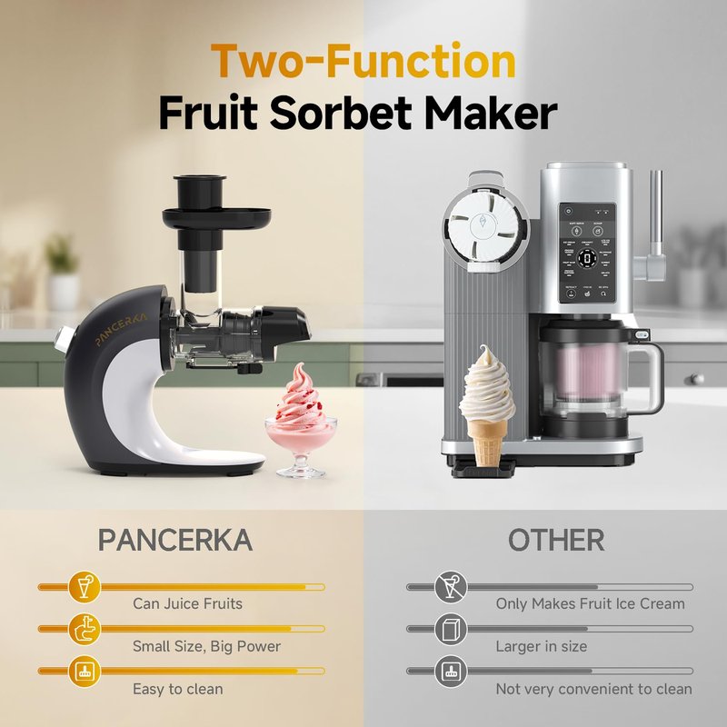 Frozen Fruit Sorbet Maker - Soft Ice Cream Maker for Healthy Vegetarian and Dairy Free Snacks, Easy to Clean