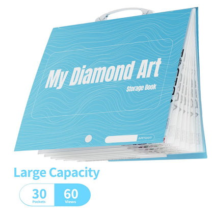 ARTDOT A3 Storage Book for Diamond Art Kits, Portfolio Folder for Diamond Painting Accessories with 30 Pocket Slevees Protectors (16.9x12.4inches)