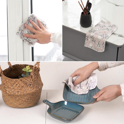 Cagreex Reusable Dishcloths Kitchen Towels Cotton: 30 Packs 10X10 Washable Roll Paperless Paper Towels Absorbent Dishcloths Set Dish Tea Towel for Kitchen Drying (30Daisy, 10×10")