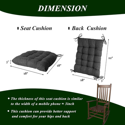 2 Set Extra Large Rocking Chair Cushion with Thick Padding High Back and Seat Cushion Piece