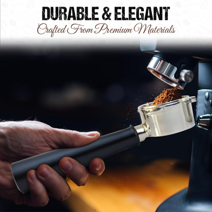 54mm Bottomless Portafilter Aluminum Alloy Handle – Fits 54mm Breville Espresso Machines – Includes 18g Filter Basket & 53.35mm Espresso Puck Screen, 0.9mm 150μm (Black Aluminum Alloy)