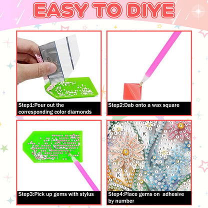 Foxonaut Cow Diamond Art for Kids Wooden Frame, Easy Diamond Art Painting Kits Ages 6-8-12, DIY Gem Art for Kids,Art and Crafts for Girls Boys Gift (7x7inch)