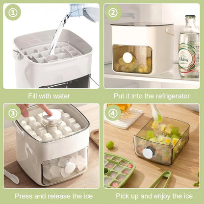 Wiki Jooy Ice Cube Tray with Lid and Bin Ice Cube Trays for Freezer Ice Tray Ice Mold Ice Maker BPA-Free Stackable Storage Container with 2 Trays Ice Storage Bin Tongs Easy Release Molds