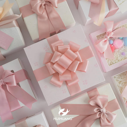 HUIHUANG Rose Pink Ribbon 1-1/2" Dusty Rose/Rose Gold/Rose Pink/Rosy Mauve/Vanilla/Peach Satin Ribbons for Wedding Flower Bouquet Bows Bridal Gift Wrap and Crafts- 6 Rolls, Total 30 Yards