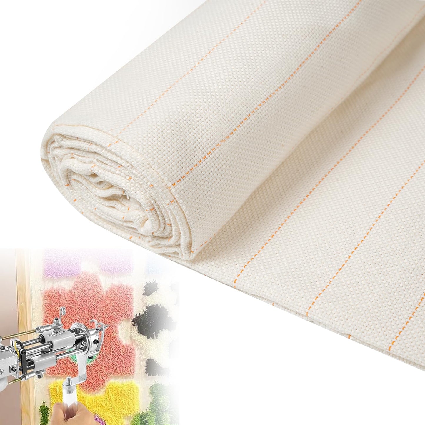 40"x200" Tufting Cloth with Marked Lines, Monks Cloth Large Overlocking Rug Tufting Fabric for Punch Needle, DIY Tuft Making