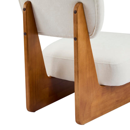 Christopher Knight Home Mores Low Profile Accent Chair Set of 2, Modern Living Room Armless Lounge Chair, Fabric Comfy Reading Chair for Bedroom, Wooden Frame and Thick Padded Seat, Beige + Natural