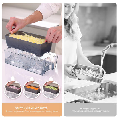 ONCE FOR ALL Safe Mandoline Slicer For Kitchen, AdjustableThickness 0.1-8 mm Professional Vegetable Slicer For Food, Fruit Slices, Potato Chips, Fast Meal Prep (4th Gen Gray)