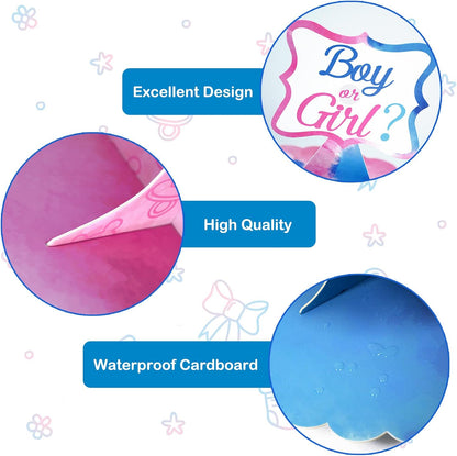 Gender Reveal Cupcake Stand, 3 Tier Cardboard Cake Stand for Blue and Pink Party Decorations