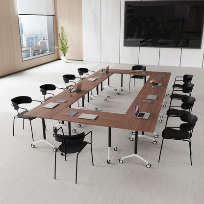 rzoizwko 55.1" Folding Conference Table with Wheels,2 Pack Heavy-Duty Flip-Top Reconfigurable Training Table System,Rolling Conference Room Tables for Office, Classroom & Meeting Rooms