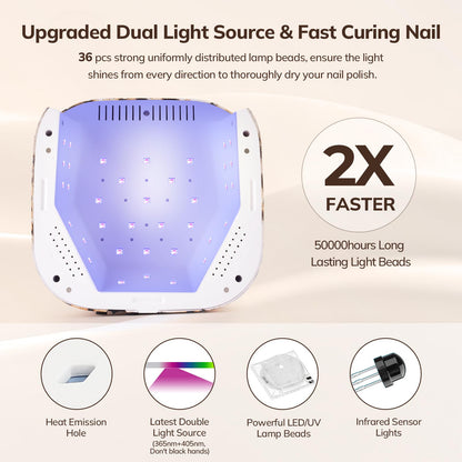 Lavinda Leopard UV Light for Gel Nails 54W Cordless Rechargeable Nail UV Lamp Nail Light & 35000RPM Electric Nail Drill Portable Rechargeable Nail Efile