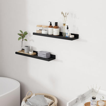 24 inch Set 2, RICHFOCUS Floating Shelves for Wall, Solid Wood Picture Ledge Shelf for Wall Storage, Nursery Book