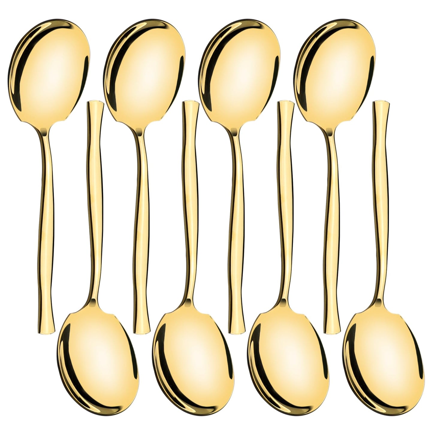 Sadstory 8 Pieces Stainless Steel Serving Spoons, Gold Banquet Serving Spoons
