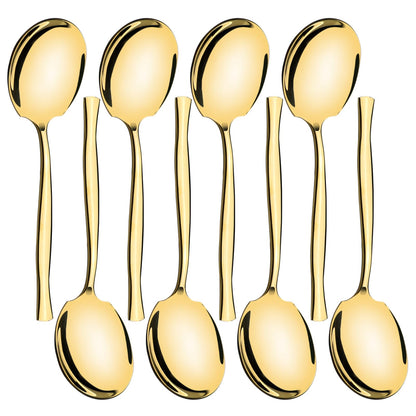 Sadstory 8 Pieces Stainless Steel Serving Spoons, Gold Banquet Serving Spoons