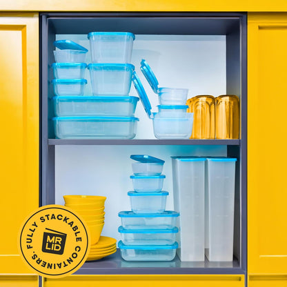 Premium Attached Food Storage Containers - Space Saving Organization with Permanently Attached Plastic Lid, 7 Pack
