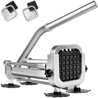2Pcs French Fry Cutter, ZSCOOKLY Heavy Duty Potato Cutter Stainless Steel with 1/2-Inch and 3/8-Inch Blade Great for Potatoes Carrots Cucumbers.