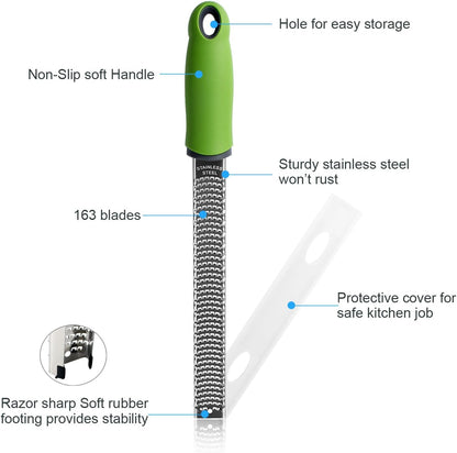 Sunkuka Pro Citrus Lemon Zester & Cheese Grater - Stainless Steel Ginger, Garlic, Potato, Nutmeg, Chocolate Peeler with