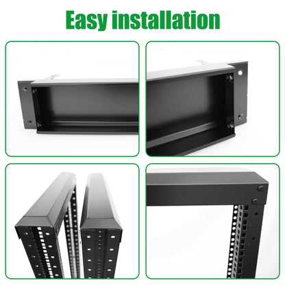 42U Server Rack/4-Post 19in Network Rack/Open Frame Rack with Wheels, Heavy-Duty Frame Cabinet/Adjustable Depth 15.75-13.75in GLOBALRACK，(4POST-600-42U)