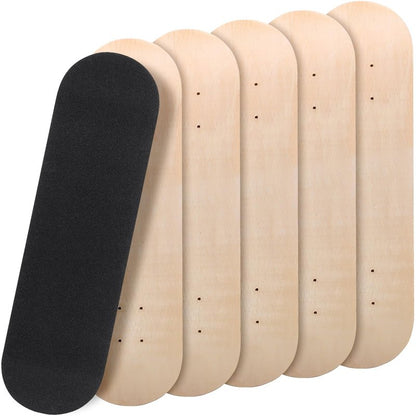 Meooeck 6 Pcs Blank Skateboard Decks for Art Painting 28 x 8 Inches, Wooden Maple Skateboard Replacement 7 Layer Double Tail Plain Skate Board Unfinished with Sandpaper for Art Decor