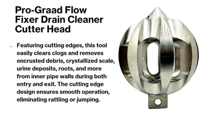 Pro-Graad Flow Fixer 3" Drain Cleaner Plumbing Snake Cutter Head for 4" – 6” Pipes, Clears & Scrapes Pipe Inner Walls, Fits 5/8” & 3/4" Cables, for Commercial & Residential Use