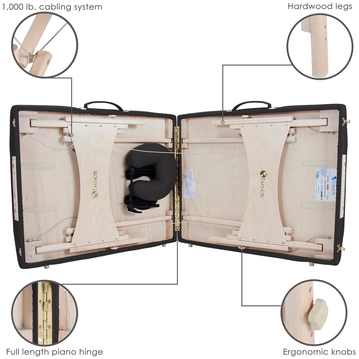 EarthLite Harmony DX Portable Massage Table Package, Includes Table + Face Cradle + Carrying Case, 30" x 73, Black