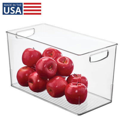 iDesign Pantry Bin with Handles - Kitchen Storage Bins for Cabinets, Pantry, or Fridge - Clear