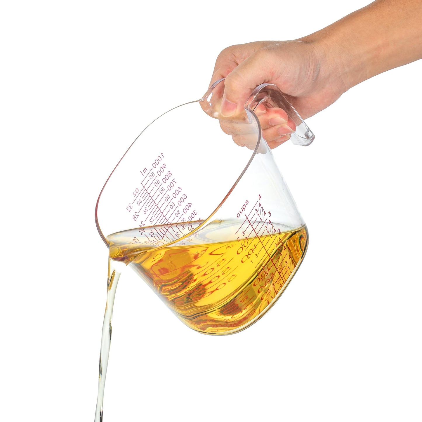 3-Piece Nesting Liquid Measuring Cups Set, Clear Plastic Measuring Jugs with Spout and Multiple Measurement Scales, 1 Cup, 2 Cup, 4 Cup for Baking and Cooking