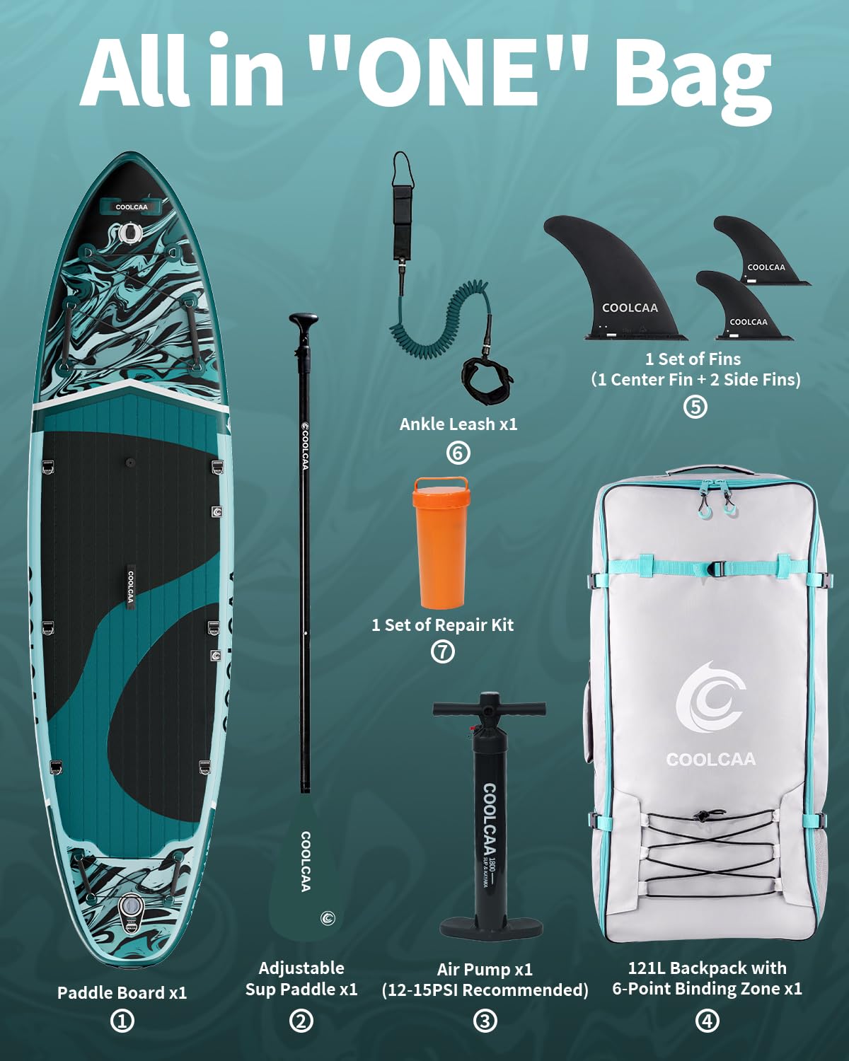 COOLCAA Mermaid 11'6" Inflatable Stand-Up Paddle Board, 490Lbs Capacity SUP Board with 34'' Extra Wide, Fishing Paddleboard with Accessories & Bag for Adults Youth (Phantom Stream)