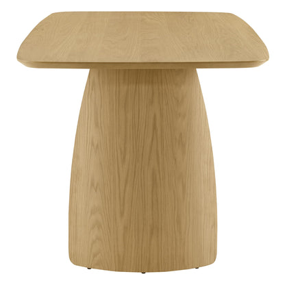 CHITA 71" Modern Dining Table for 6, Rectangle Wood Kitchen & Dining Room Table, Solid Rubberwood Frame, Bentwood Legs, Oak Venner