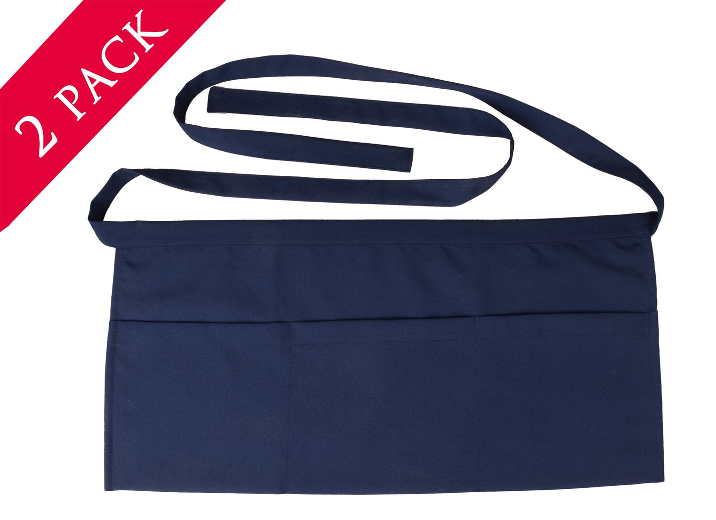 SEW UR LIFE Resist water 3 big Pockets Waist Server Apron Kitchen Restaurant Bistro Cafe Bar Pub Cake Shop Bakery Unisex Half Aprons (2, NAVY)