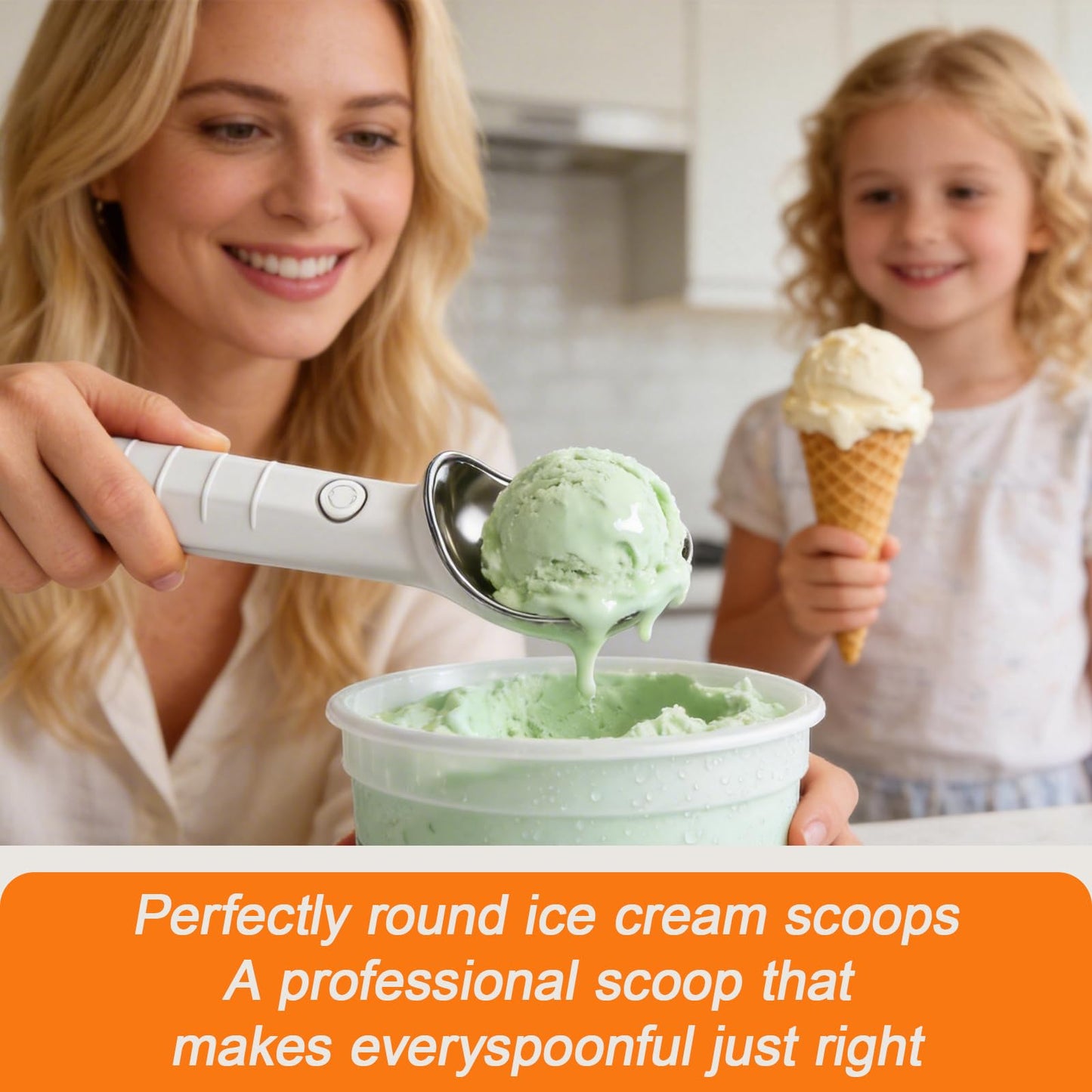 DLUCK Heated Ice Cream Scoop, Rechargeable Electric Ice Cream Scooper, Heats Up to 158°F for Hard Ice Cream, Gelato & Frozen Desserts (WHITE)