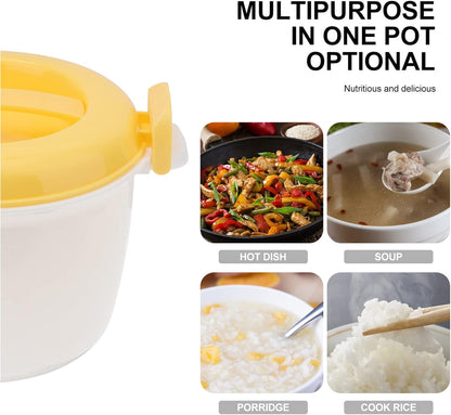 CALLARON Microwave Rice Cooker Steamer Bowl: Portable Food Steamer Pot for Pasta, Fish, Vegetables, Ramen Cookware