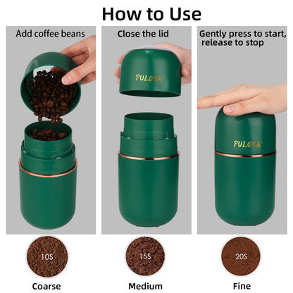 PULOYA Coffee Grinder Electric for Beans, Spices, Herbs, Grains and Nuts, Stainless Steel Blades, 2.8 oz, Green