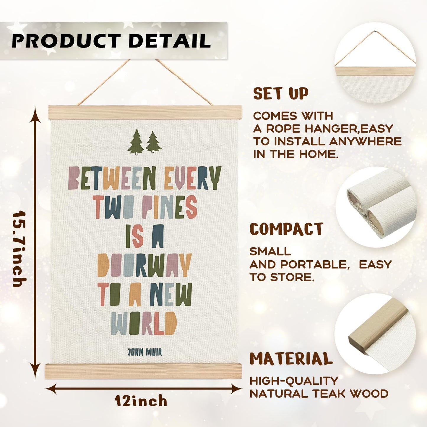 12x16 Inches RYYCDOI Woodland Nursery Decor, John Muir Quote Kids Adventure Nursery Wall Art Poster, Boho Kids Room