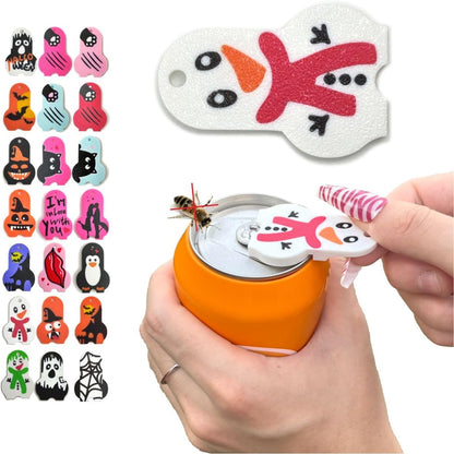 1Pc Soda Can Opener and Cover,Easy Soda Tab Opener with Stylish Drink Protectors for Long Nails,Reusable Beverage