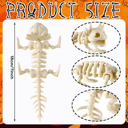 Potchen 8 Pcs Halloween Animal Skeletons Decorations Halloween Axolotl Plastic Skeleton Bone Signs for Spooky Salamander Yard Haunted Home Accessories Props Indoor Decor