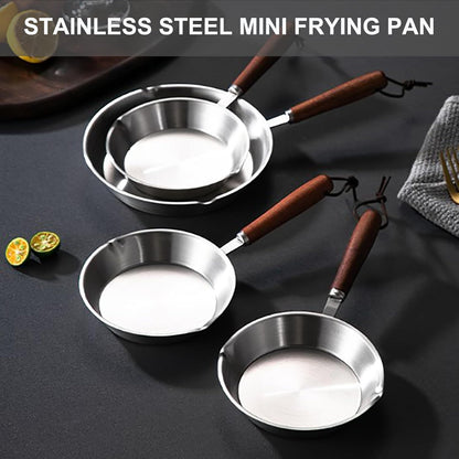 Luqeeg Stainless Steel Mini Frying Pan, Non-Stick Egg Skillet, Compatible with Induction and Gas Stoves (16CM)