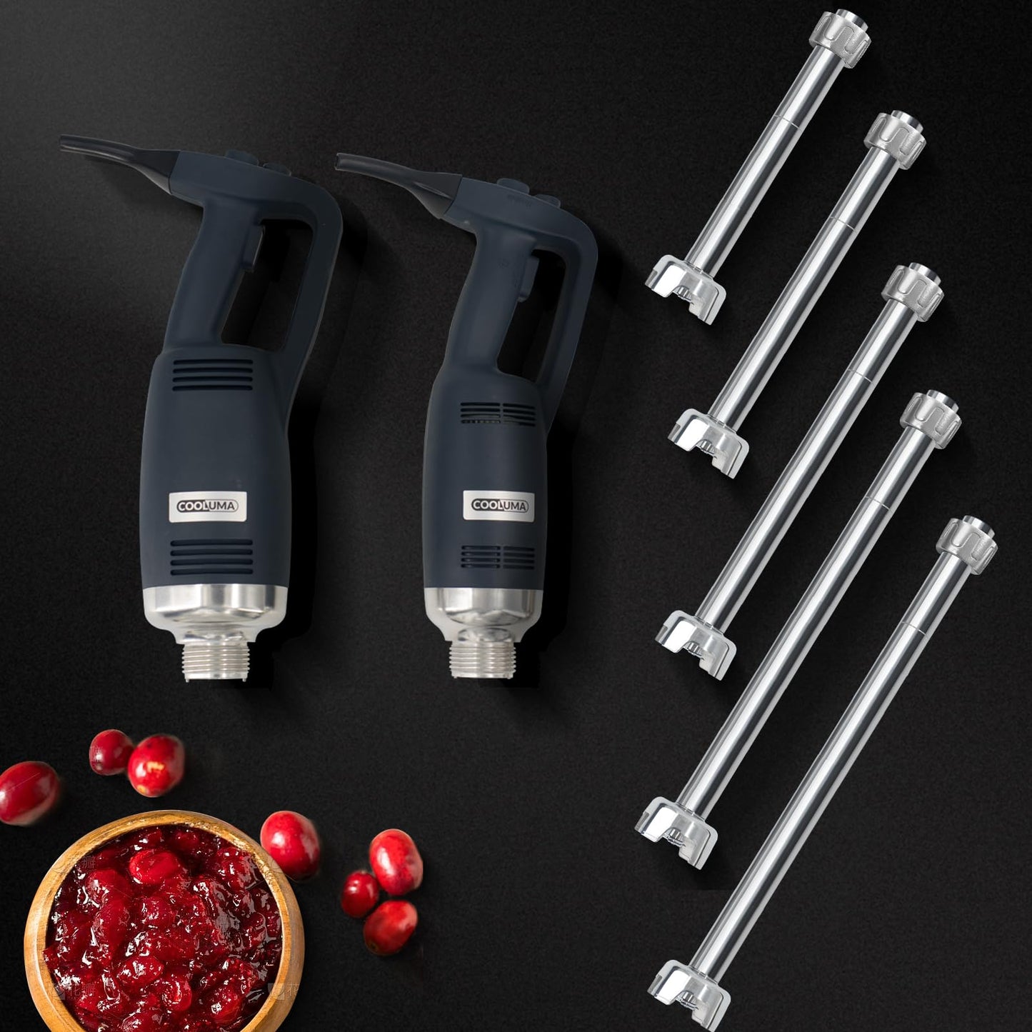 COOLUMA X-Heavy Huty 750W Commercial Immersion Blender, 20 Inch Removable Shaft, 8,000-19,000 RPM Variable Speed, 42 Gallons Hand Mixer, Secure Dual Button Start.