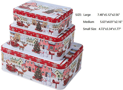 Christmas Cookie Tins Cookie Jars Food Storage - Decorative Cookie Gift Tins, Extra Thick Metal (1)