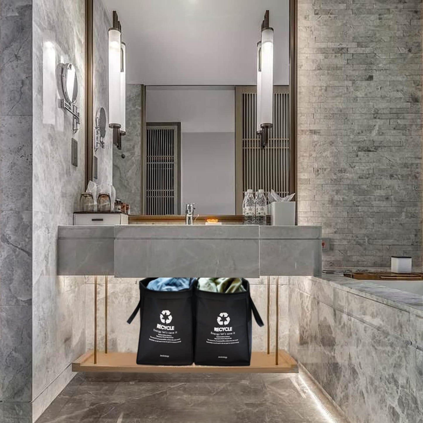 Recycle Bins for Kitchen, Ultra-Large Capacity Waste Bin Bags for Home Trash Sorting Organizer Baskets, 29 Gal Series