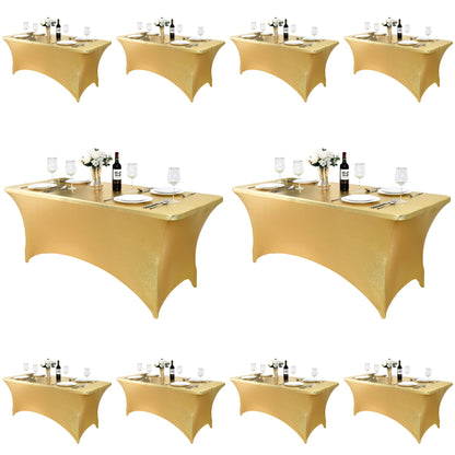ZarzaaSik 10-Pack 6ft Spandex Table Covers for Rectangle Standard Folding Tables - Wrinkle Resistant Stretch Tablecloths - Ultimate Fitted Table Protector for Parties, Banquet, Wedding