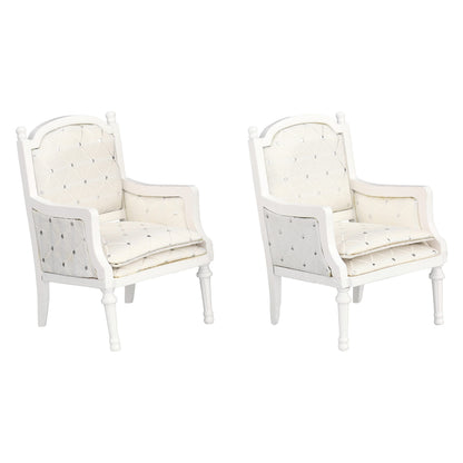 White Wooden Dollhouse Armchairs, Set of 2 Mini Lounge Chairs for Dollhouses, Realistic Furniture for 3–6 Inch Dolls
