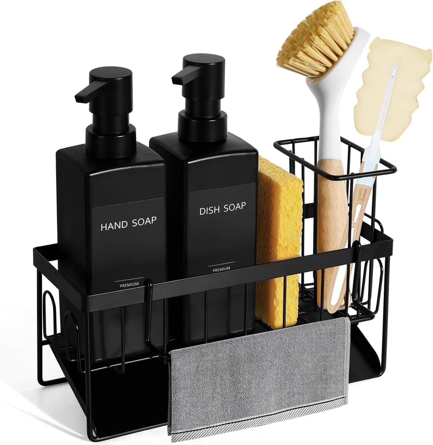 12 oz 350 ml Set, Set GMISUN Dish Soap Dispenser, fl / Dual Kitchen Soap Dispensers with Sponge Holder, Customized