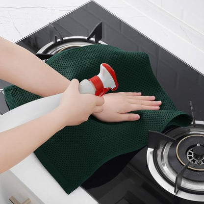 Homaxy Kitchen Dish Towels - 100% Cotton Waffle Weave, Ultra Soft & Absorbent, 13 x 28 Inches, 4-Pack | Blackish Green