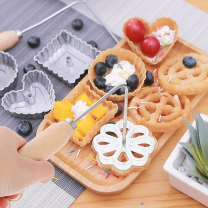 YARDWE Swedish Rosette Iron Rosette Waffle Molds for Creative Cake Printing and Pastry Frying