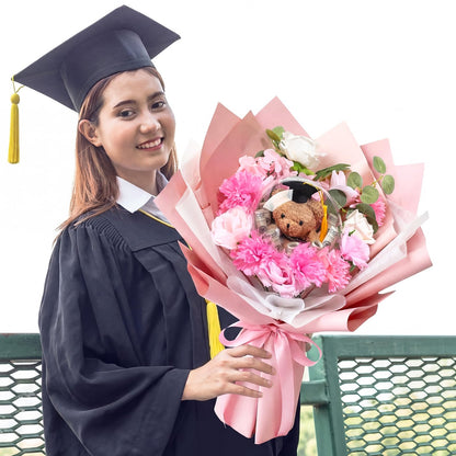 Soulchen Graduation Money Flower Bouquet Kit for DIY Handmade Graduations Balloon Bouquet Artificial Flower Gift for School, College Grad Ceremony for Her Him Grad Party Gifts Favors(Cute,Pink)