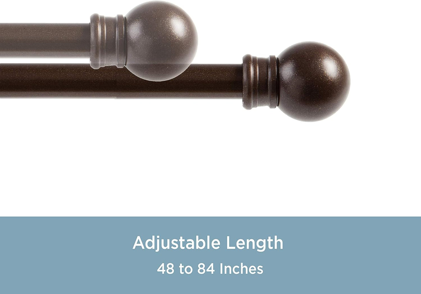 Kenney 7/16” Fiona Café Window Curtain Rod, Chocolate, 48-84”