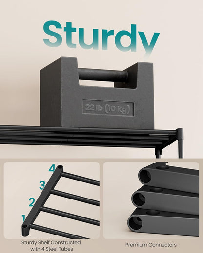 2-Tier Closet, 11.8 24.5 12.2 Inches, ULSA122BH01 SONGMICS Shoe Rack for Compact Metal Shoe Organizer Shelf