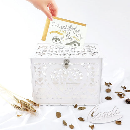 Ywlake Large Rustic Wedding Money Box Holder with Lock Slot for Reception, Anniversary, Graduation, Birthday Parties