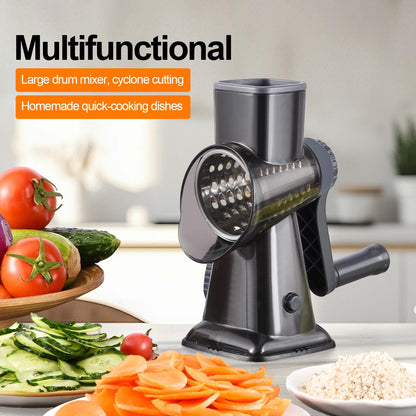 LIOZERIA Rotary Cheese Grater Hand Crank with Suction Base | 3-in-1 Safe Shredder for Cheese, Vegetables & Nuts, Easy to Clean