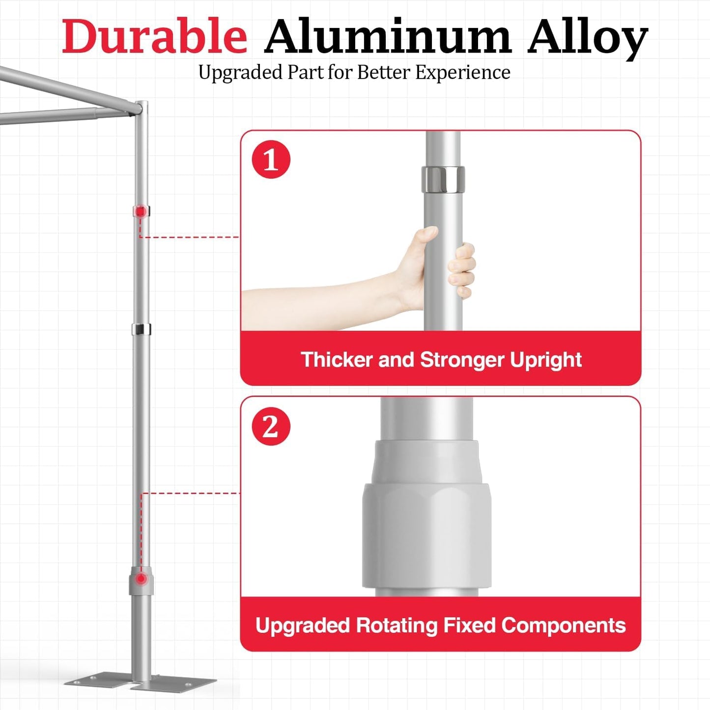 EMART 10ft Square Backdrop Stand Heavy Duty, Pipe and Drape Photo Background Support Kit, Adjustable Metal Frame with Flat Base for Wedding Birthday Party Decorations